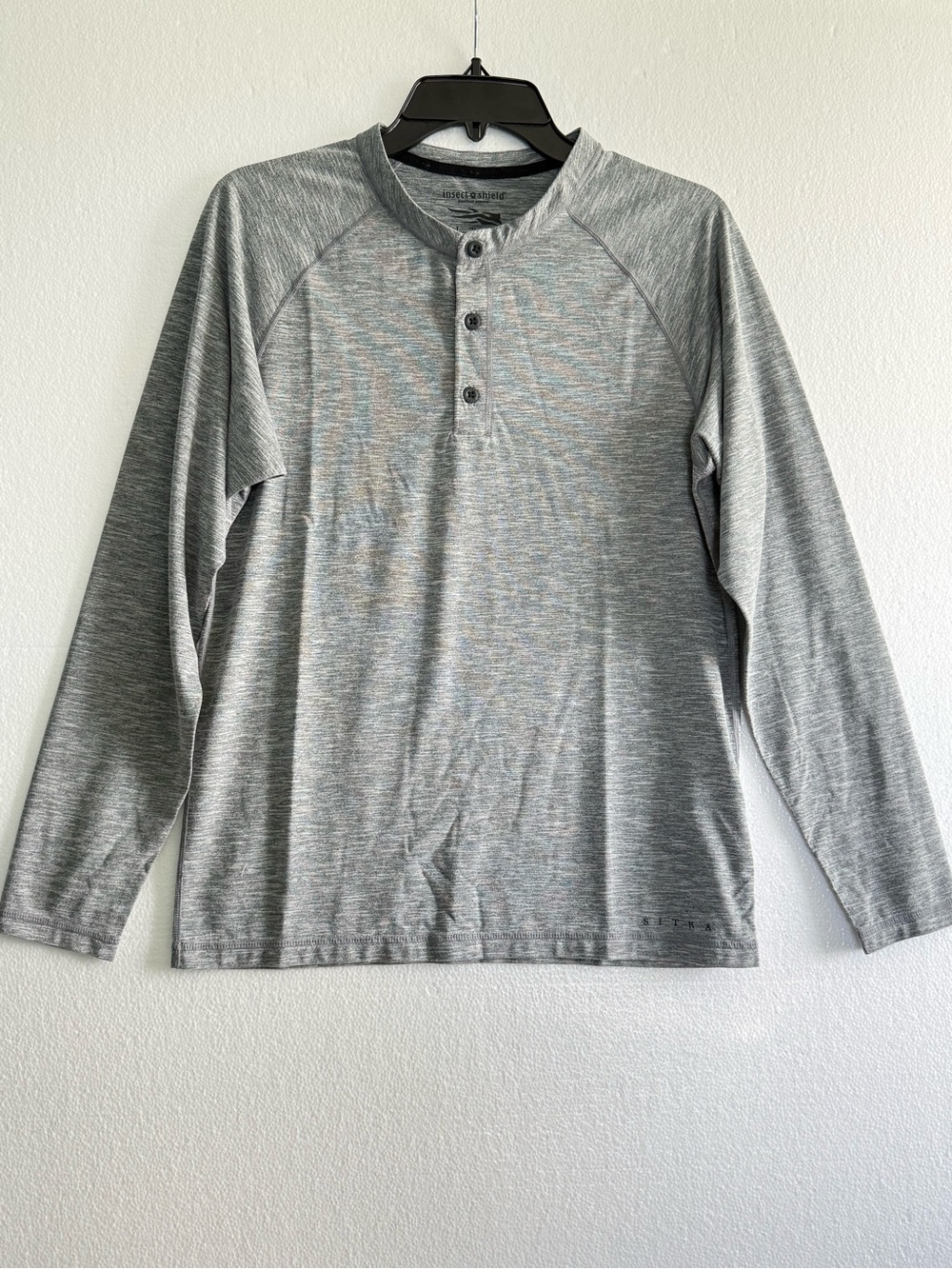 Sitka Henley Long Sleeve Shirt Mens Small Insect Shield Heather Gray